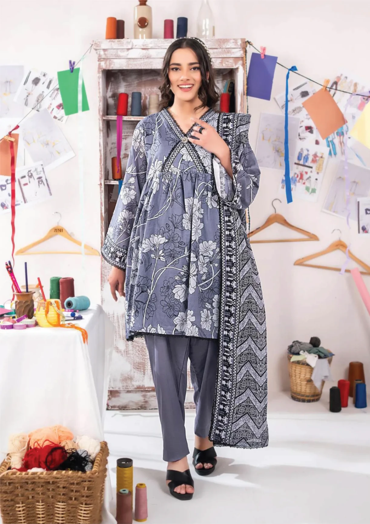 3pcs Printed lawn (VA#0046)
