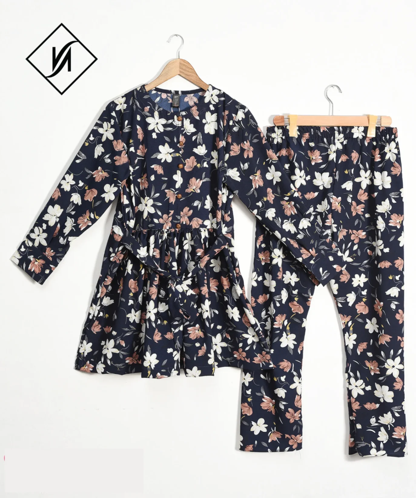 2pcs shirt & trouser navy blue