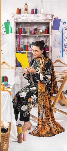3pcs Printed Lawn  (VA#0041)