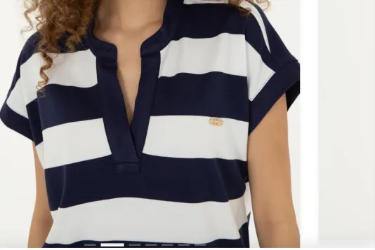 Dark Blue Lining Shirt white shirt