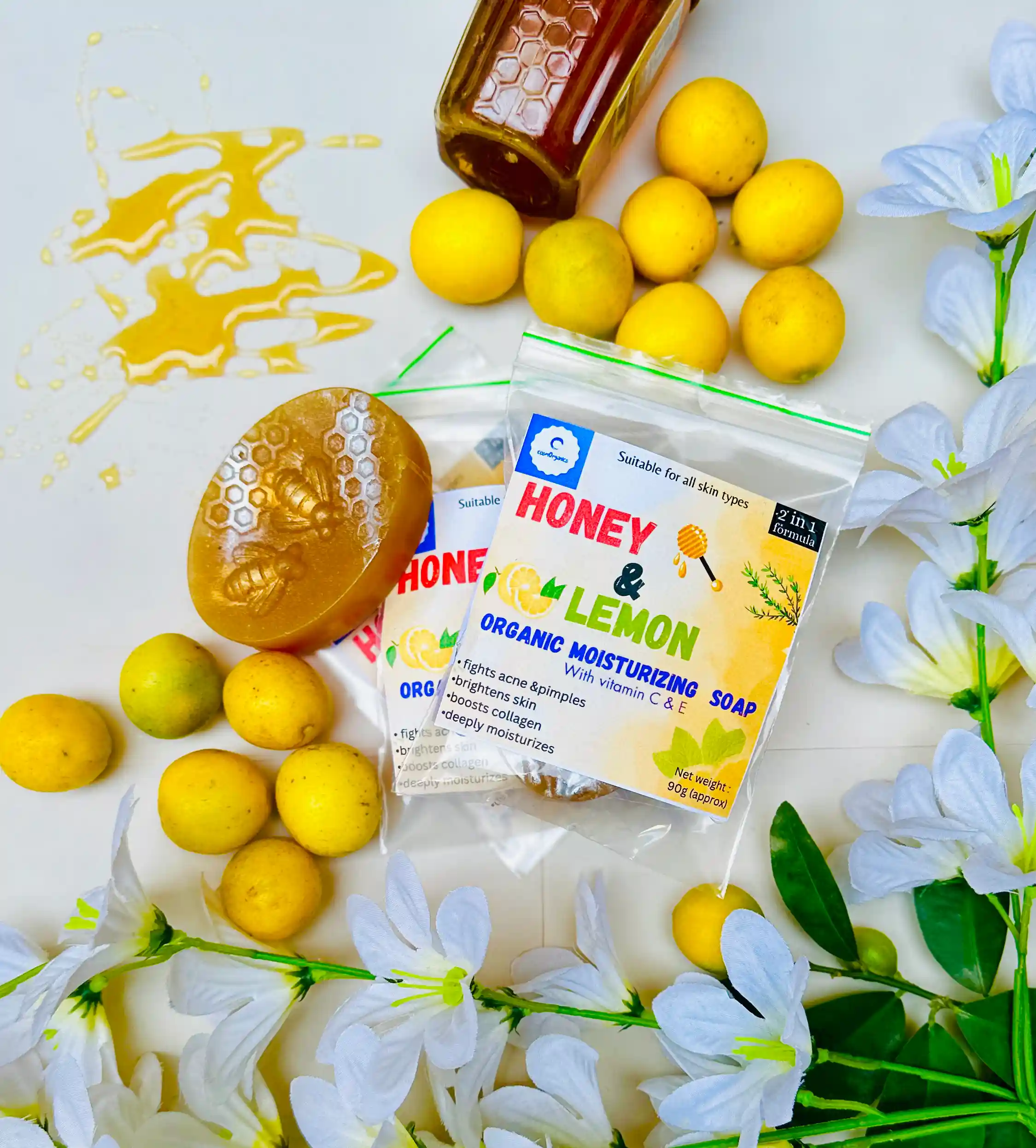 Honey & Lemon Organic Moisturizing Soap With Vitamin E & C