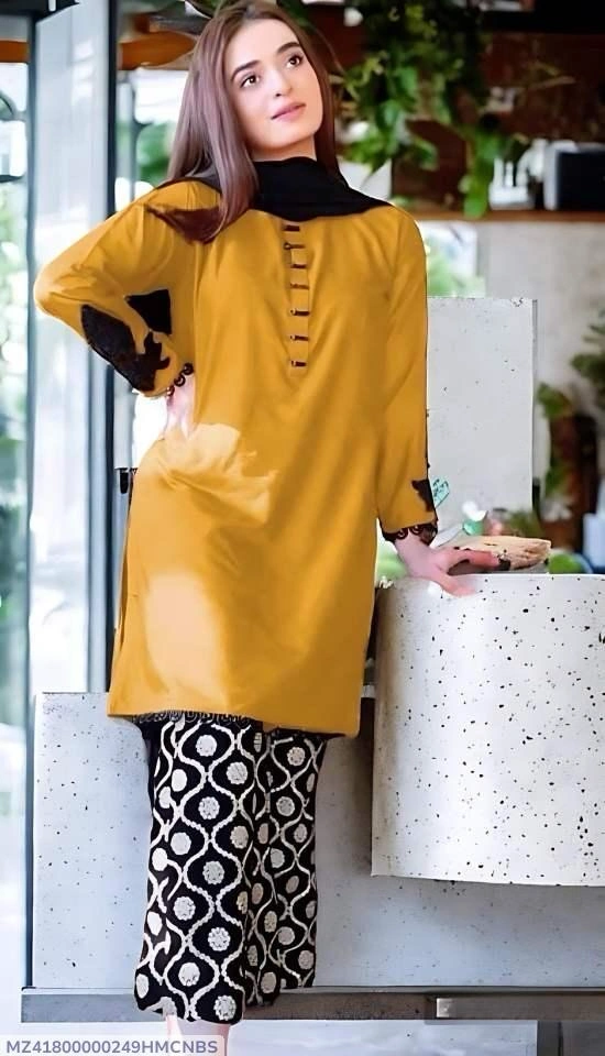 2 Pcs Women's Unstitched. Lawn Sequins Embroidered Suit