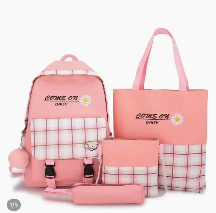 4 Pcs Canvas Backpack Set