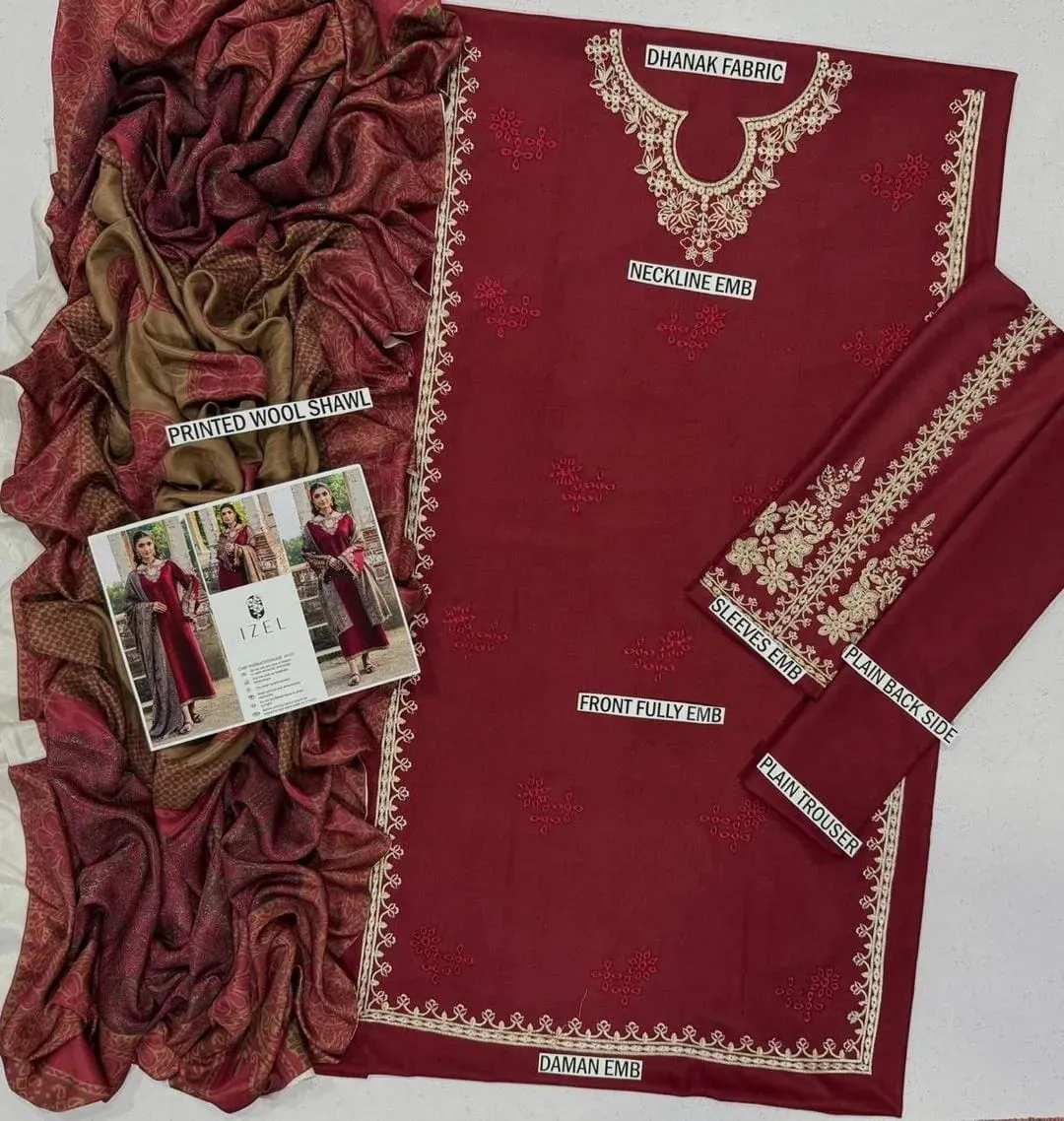 Dhanak Embroidered Suit