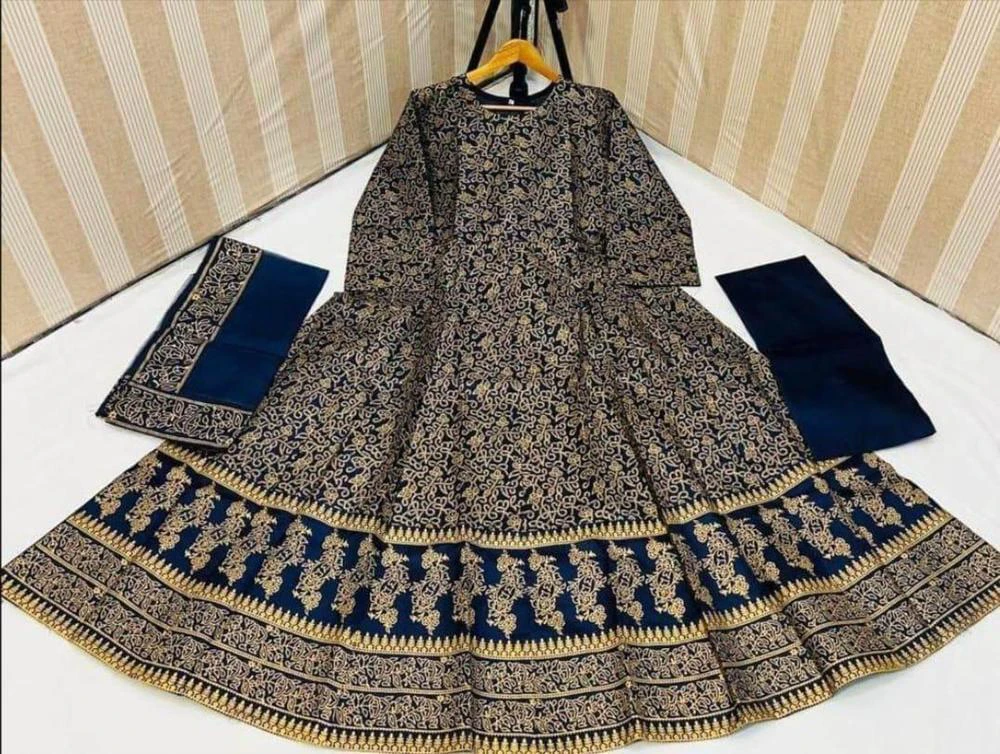 3 Pices Cotton Women Stitched Maxi Silk Printed Suit