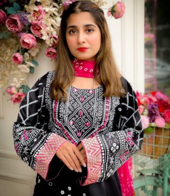 3 Pices Cotton Women Stitched Silk Printed Suit